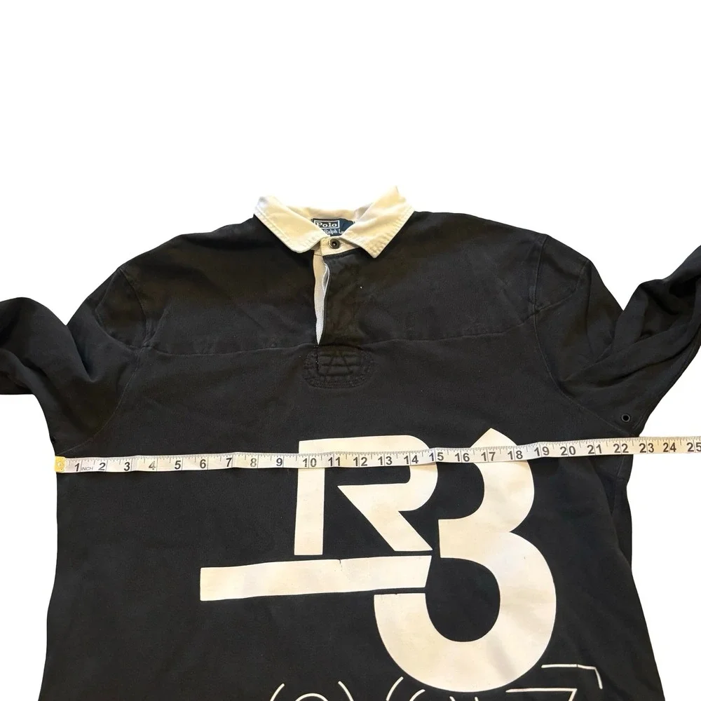 Polo Ralph Lauren Mens Custom Fit Graphic Rugby Shirt Black R3 067 Size L